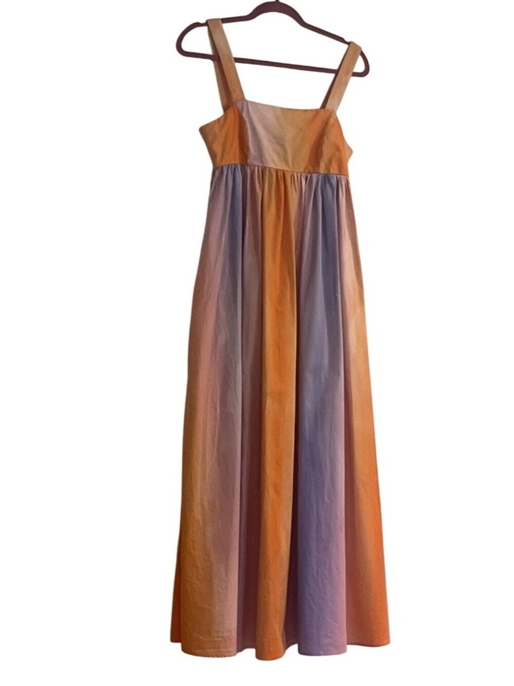 FRNCH Elegant Orange Maxi Dress Alyssa Sunset Women’s XS Orange Purple Umpire - Picture 3 of 12